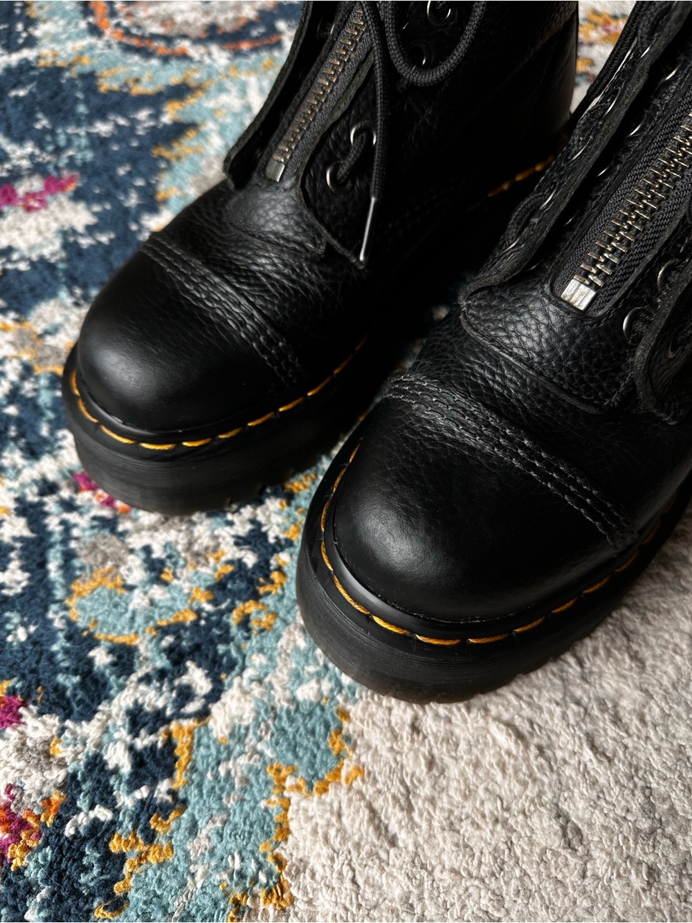 Dr. Martens | Docs SINCLAIR Leather Platform Zip + Lace Up Boots in Black - Picture 5 of 13